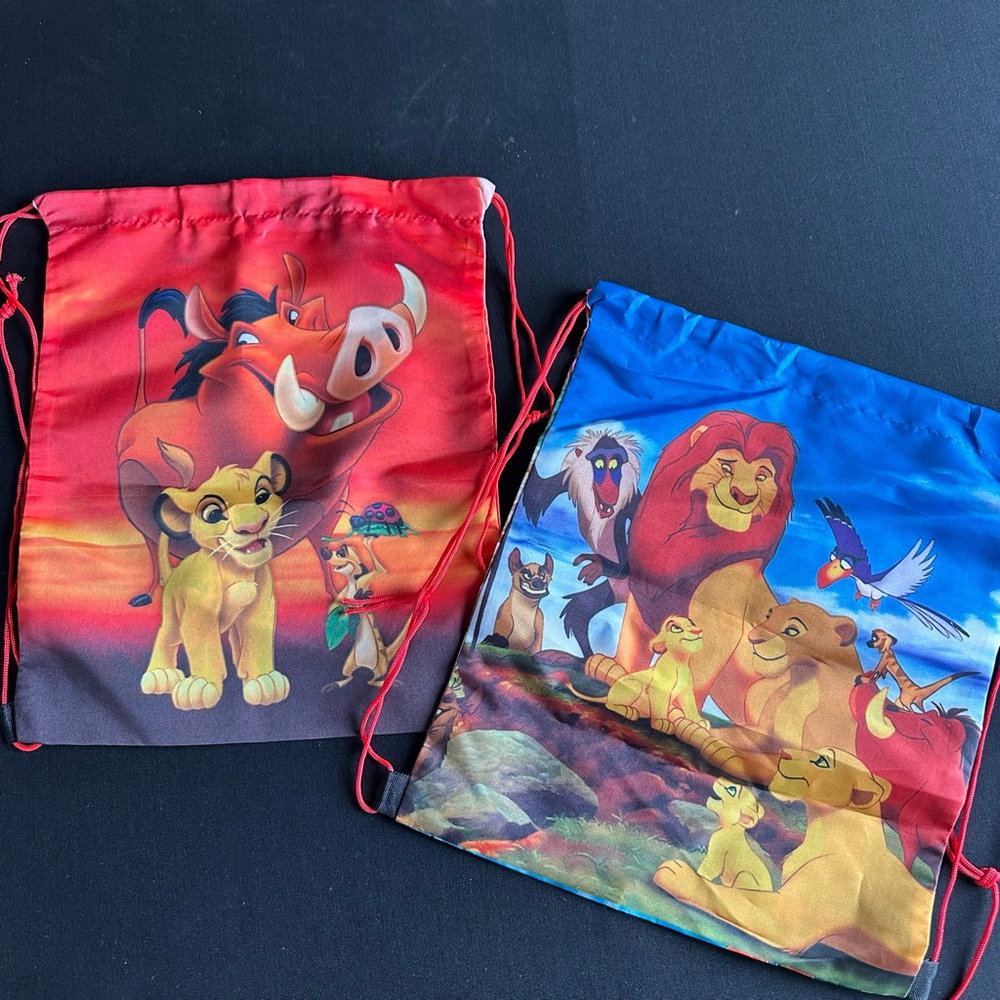 Vintage original Lion King Drawstring Bags reversible (2) set
